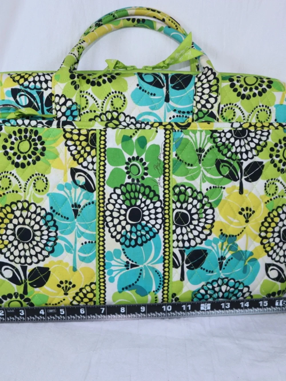 Retired Vera Bradley Limes Up Laptop Case with Carry Handles and Strap Padded